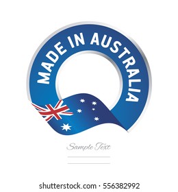 Made In Australia Flag Blue Color Label Button Banner