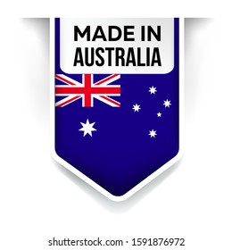 Made in Australia flag ribbon on white background
