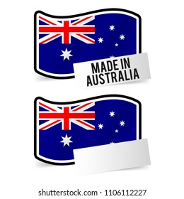 Made in Australia Flag and white empty Paper. Esp10 Vector.