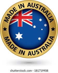 Made in Australia gold label, vector illustration