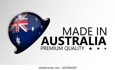 Hergestellt in Australien Grafik und Label. Element der Wirkung für die Verwendung, die Sie daraus machen wollen.