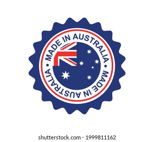 Hecho en Australia. Garantía de etiqueta con bandera australiana.