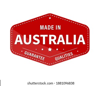 MADE IN AUSTRALIA, guarantee quality. Label, sticker or trademark. Vector illustration. Flat style.