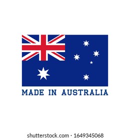 Made in Australia icon with Australian flag. Label vector logo for package design.