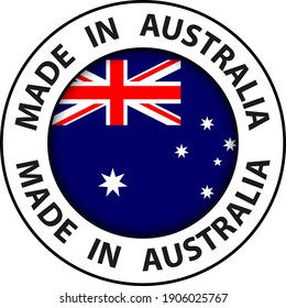 Made in Australia icon, circle button, vector illustration.