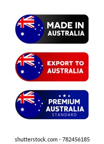 Made in Australia label, flyer, sign and symbol