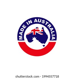 Made in Australia label logo design vector template
