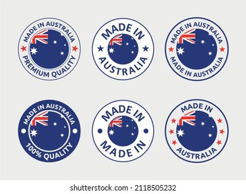 made in Australia labels set, made in Commonwealth of Australia product emblem