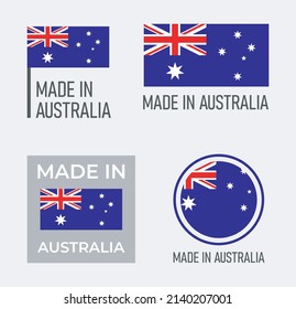 made in Australia labels set, made in Commonwealth of Australia product emblem