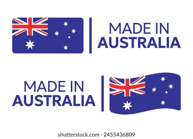 Made in Australia Etiketten Set, hergestellt in Commonwealth of Australia Produktsymbole