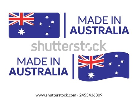 made in Australia labels set, made in Commonwealth of Australia product icons