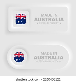 Made in Australia neumorphic graphic and label. Element of impact for the use you want to make of it.