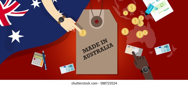 Made in Australia price tag illustration badge export patriotic business transaction vector