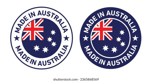 Fabricado en australia símbolo vector redondeado conjunto sobre fondo blanco