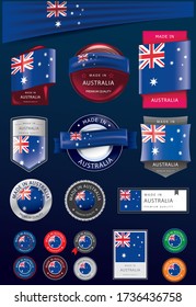 Made in Australia Seal Collection, Australian Flag Ribbon and Background (vector Art)