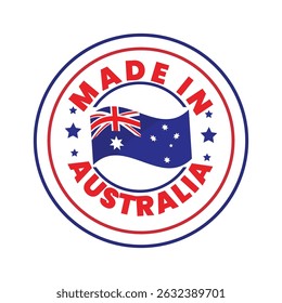 Hecho en Australia sello logo con la bandera del Vector del país. 