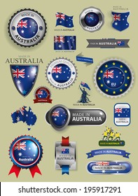 made in Australia Seals, Australian Icons, Flag and Map (vector Art)