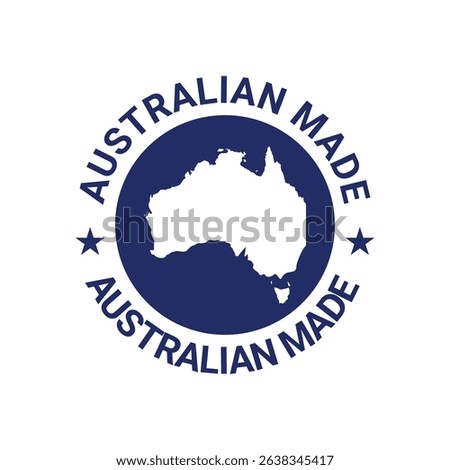 made in australia stamp circle logo vector design with australian map element	