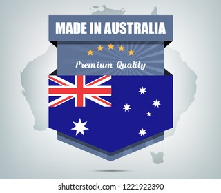 Made in Australia Tag Design with Map
