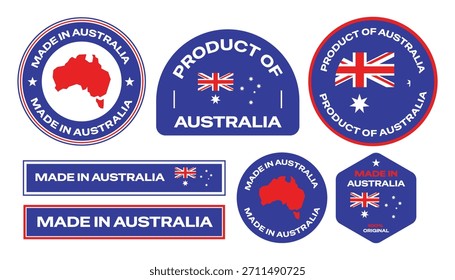 Made in australia text stickers, emblems, badges, and logos collection for product.
