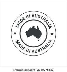 Made in Australia vector logo, icon, graphic, trusts badge. Made in Australia map