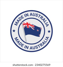 Made in Australia vector logo, icon, graphic, trusts badge. Made in Australia map