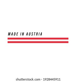 Made in Austria, badge or label with flag isolated on white background