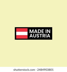 Concepto de diseño de íconos de Anuncio Made In Austria. Bandera de Austria.