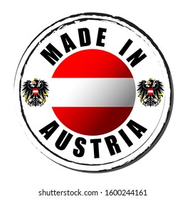Made in Austria coloring the flag. Symbol. Seal.