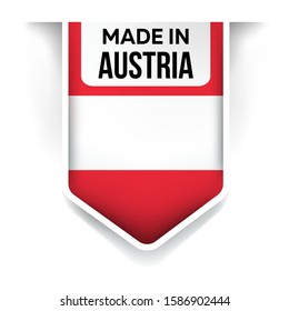 Made in Austria flag ribbon on a white background

