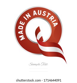 Made in Austria flag ribbon Quality Q sign logo red color label button banner