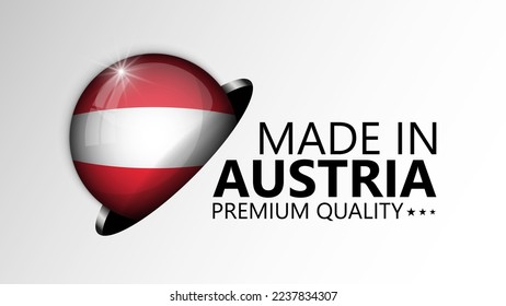 Made in Austria graphic and label. Element of impact for the use you want to make of it.