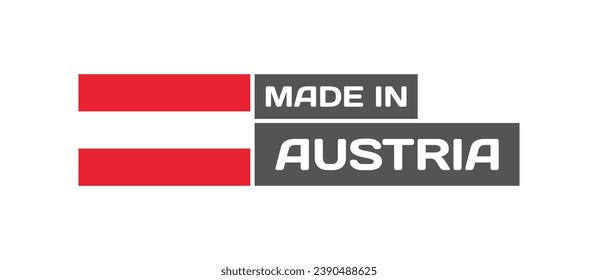 Icono hecho en Austria. Piso, bandera de Austria, hecho en ícono, bandera nacional de Austria. Icono de vector