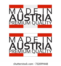 Made in Austria icon, premium quality sticker with Austrian colors, vector illustration isolated on white background