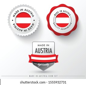 Made in Austria icon set isolated on white background ,for infographics and banner templates : Vector Illustration