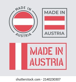 made in Austria icon set, product labels of Republic of Austria