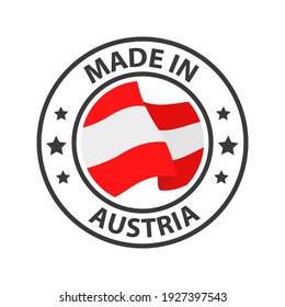 Made in Austria icon. Stamp made in with country flag