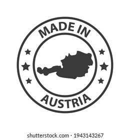 Made in Austria icon. Stamp made in with country map