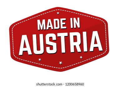 Made in Austria label or sticker on white background, vector illustration