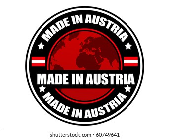 Made in Austria label, vector illustration