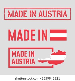 made in Austria labels set, Republic of Austria product icons