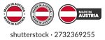 Made in austria labels, stamps, badges with austria flag template icon set