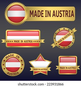made in Austria labels,stickers,flags. Vector illustration.