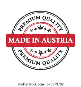 Made in Austria, Premium Quality printable grunge label / stamp. Print colors (CMYK) used