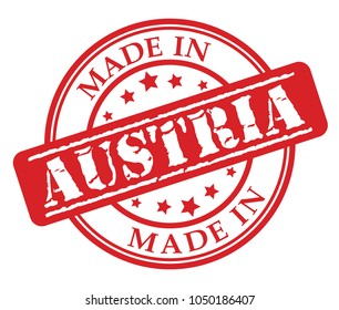 Made in Austria red rubber stamp illustration vector on white background
