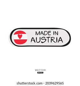 Made in (Austria) Sign, Austria logo design, vector illustration.