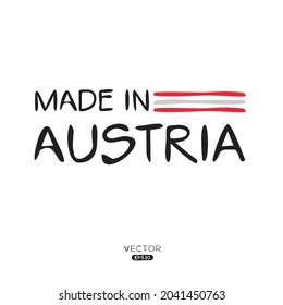 Made in (Austria) Sign, Austria logo design, vector illustration.