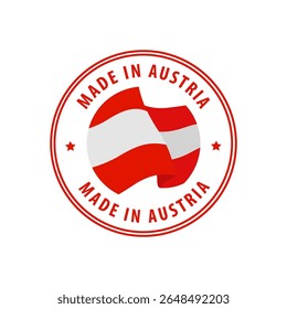Feito na Áustria, carimbo, adesivo. Ilustração vetorial.