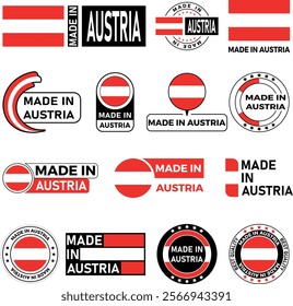 Made in Austria - symbol, sign, logo, label, flag