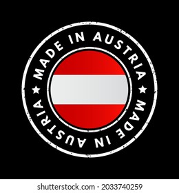 Made in Austria text emblem badge, concept background